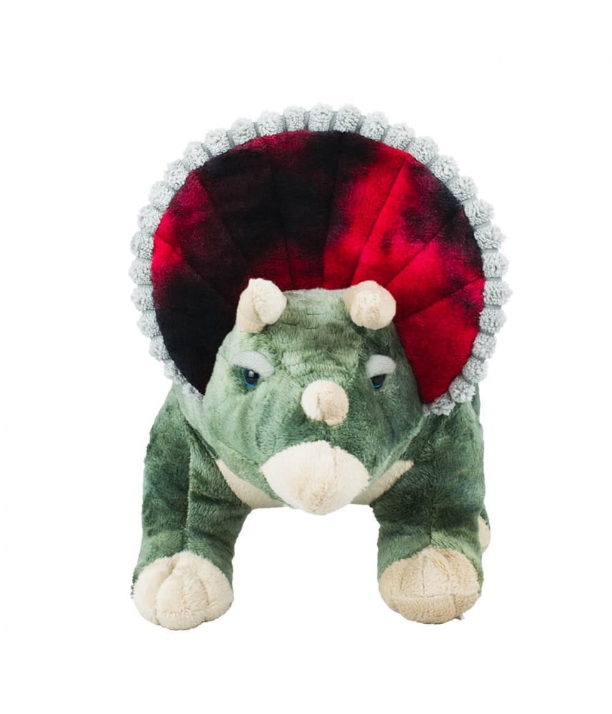 Dinossauro Realista De Pelúcia Verde Triceratops 29 Cm 