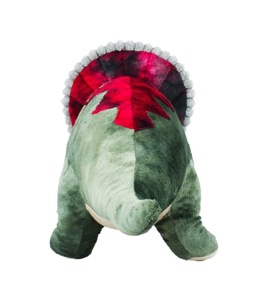 Dinossauro Realista De Pelúcia Verde Triceratops 29 Cm 