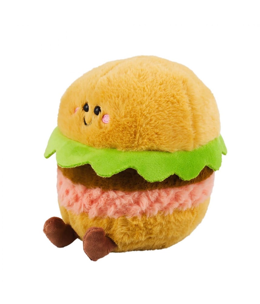 Hamburger De Pelúcia Com Rosto Presente 18 Cm 