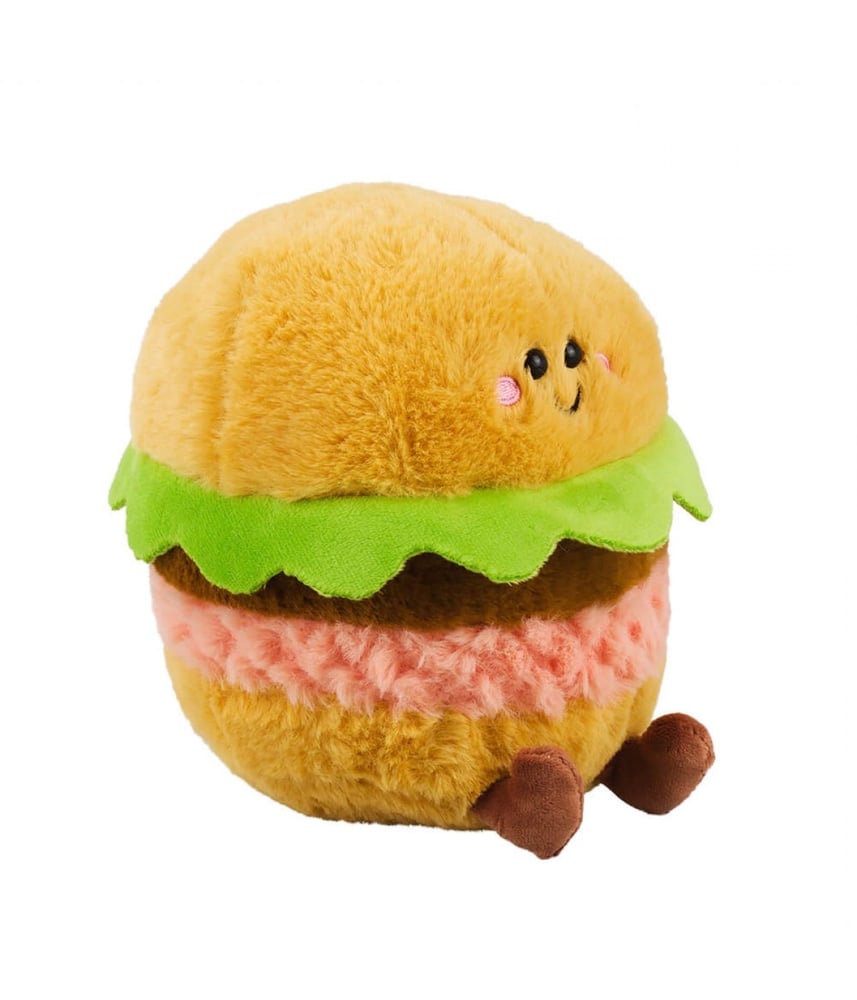 Hamburger De Pelúcia Com Rosto Presente 18 Cm 