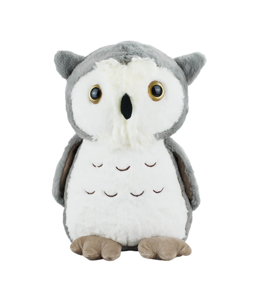 Coruja De Pelúcia Cinza Safari Em Pé 23 Cm