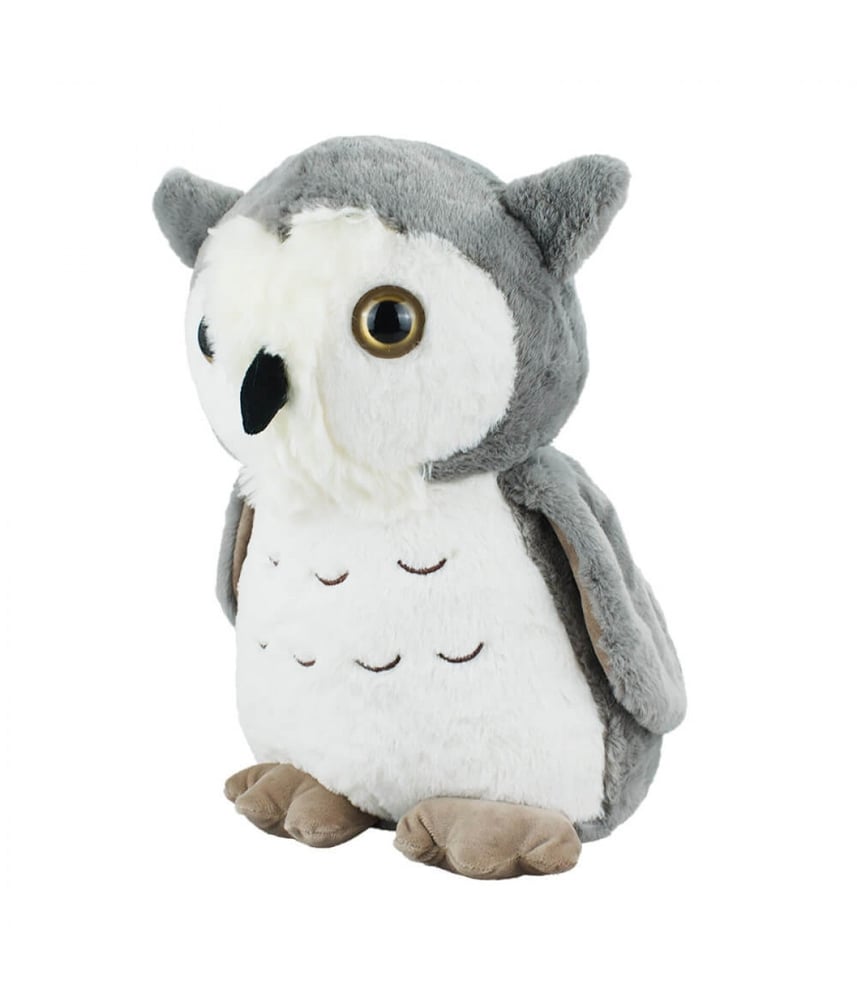 Coruja De Pelúcia Cinza Safari Em Pé 23 Cm