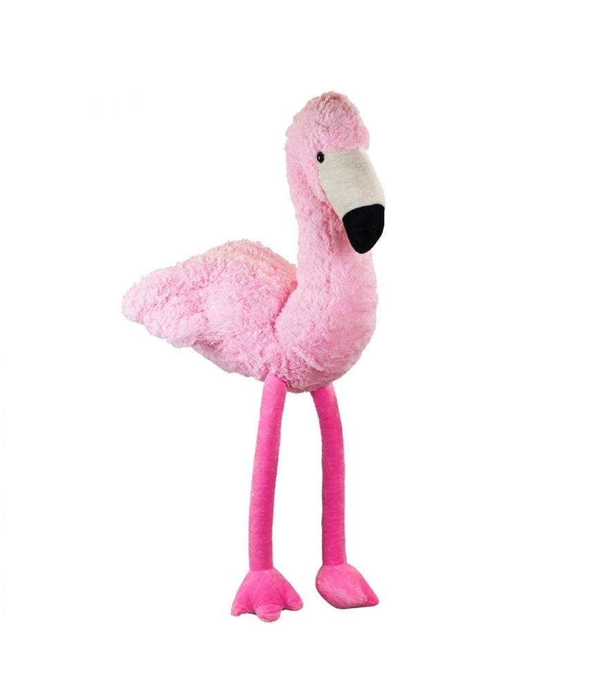 Flamingo De Pelúcia Rosa Safari Em Pé 54 Cm