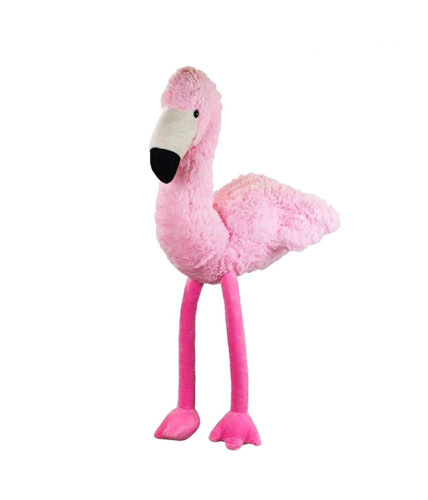 Flamingo De Pelúcia Rosa Safari Em Pé 54 Cm