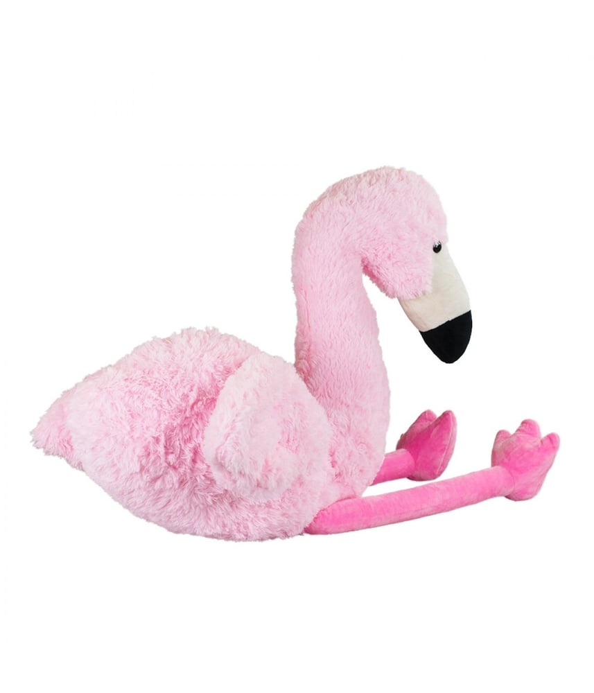 Flamingo De Pelúcia Rosa Safari Em Pé 54 Cm