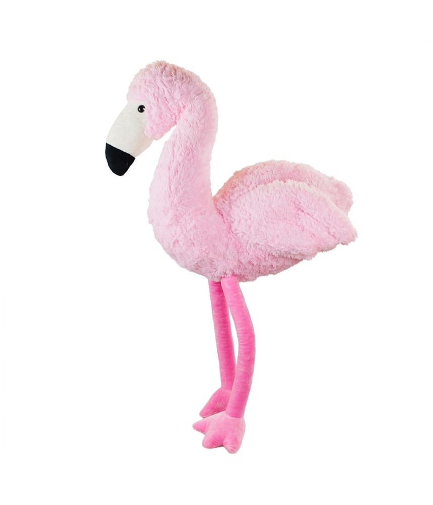 Flamingo De Pelúcia Rosa Safari Em Pé 54 Cm