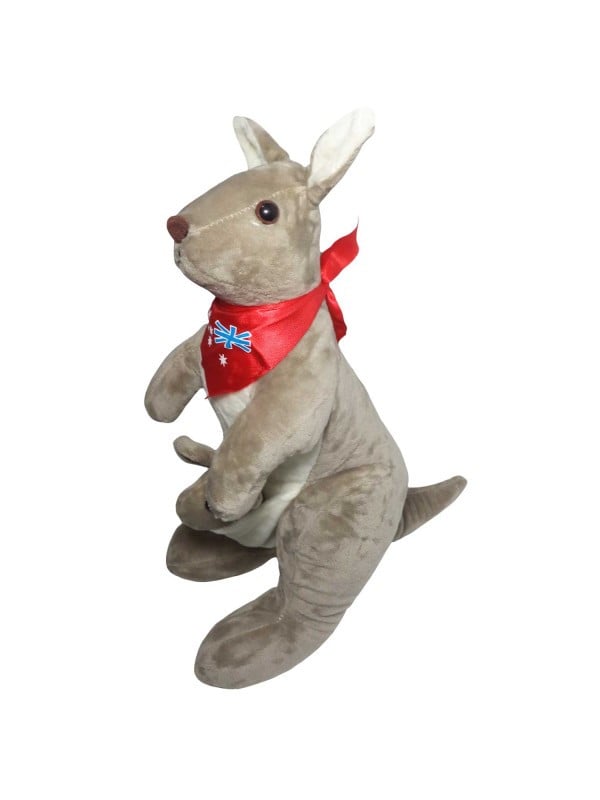 Canguru E Filhote De Pelúcia Cinza Safari 35 Cm