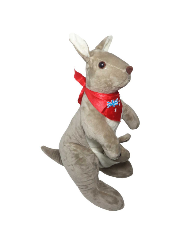 Canguru E Filhote De Pelúcia Cinza Safari 35 Cm