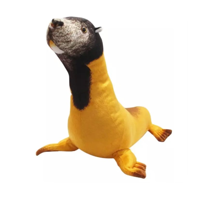 Foca Marinha Pelúcia Real Amarela Oceano 62 Cm