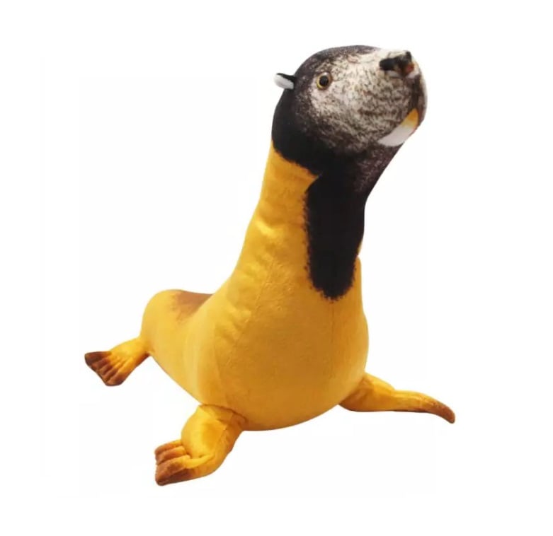 Foca Marinha Pelúcia Real Amarela Oceano 62 Cm