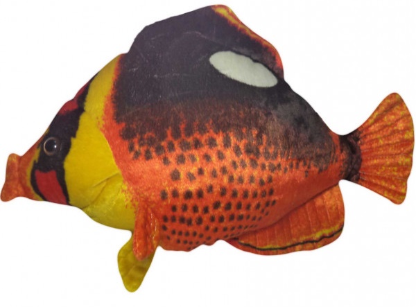 Peixe De Pelúcia Realista Laranja e Preto 40 Cm