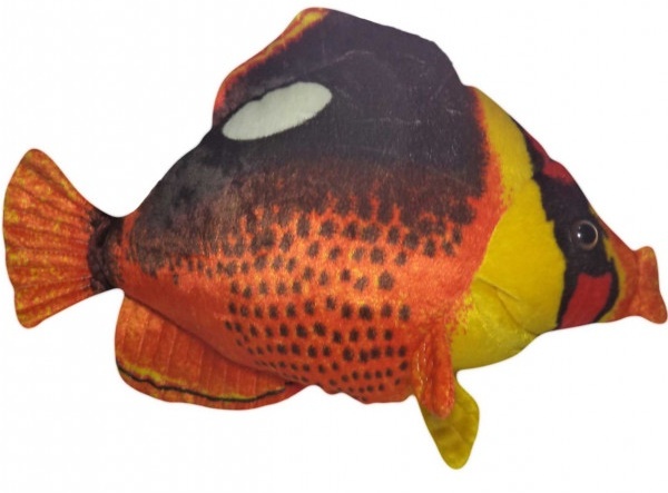 Peixe De Pelúcia Realista Laranja e Preto 40 Cm