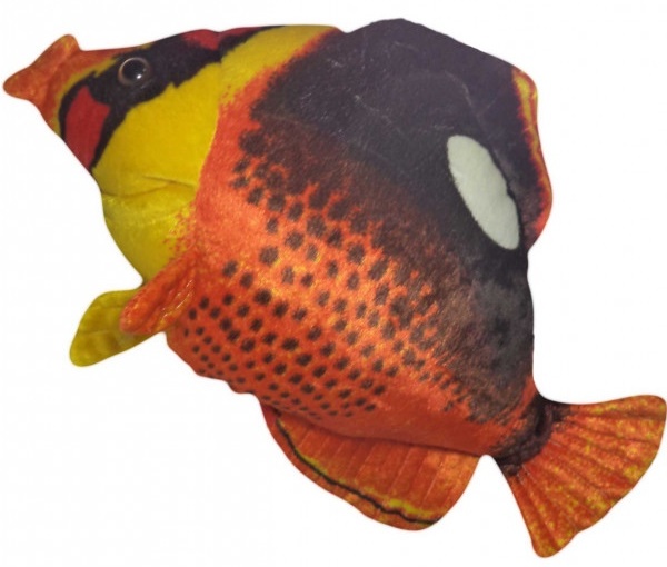 Peixe De Pelúcia Realista Laranja e Preto 40 Cm