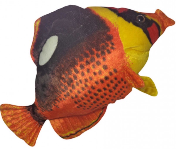 Peixe De Pelúcia Realista Laranja e Preto 40 Cm