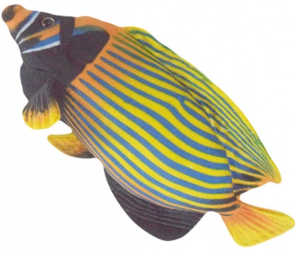 Peixe De Pelúcia Real Amarelo Listrado Oceano 40 Cm