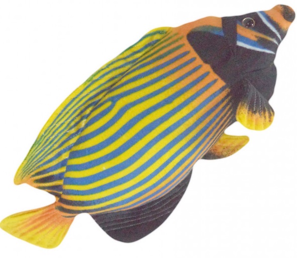 Peixe De Pelúcia Real Amarelo Listrado Oceano 40 Cm