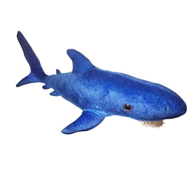 Tubarão Realista de Pelúcia Azul Real Oceano 63 Cm