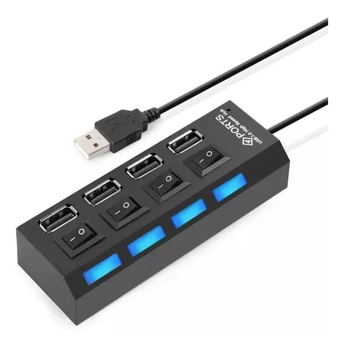 Régua Usb 2.0 Hub 4 Portas Com Botão Liga/Desliga