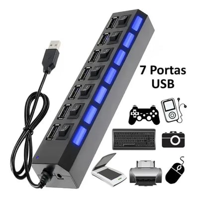 Loja Imaginea.com  Régua Usb 2.0 Hub 7 Portas Hi Speed   1