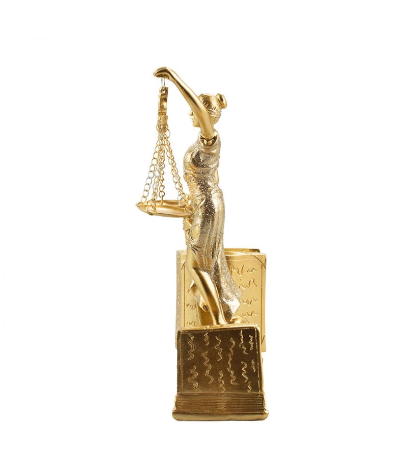 Dama Da Justiça Porta Caneta Dourado 20cm - Enfeite Resina