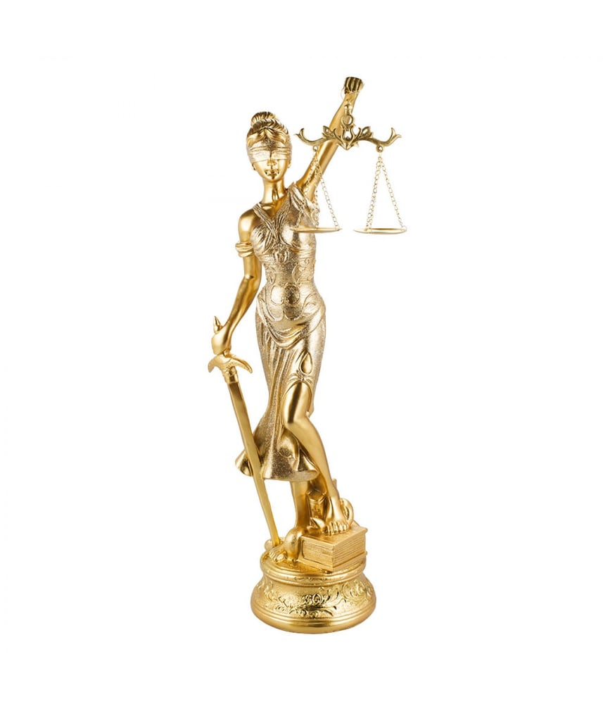Dama Da Justiça Dourado 56cm - Enfeite Resina