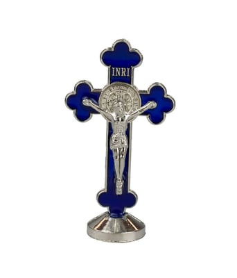 Home Variedades  Crucifixo Metal Azul Uso Carro 8cm  1