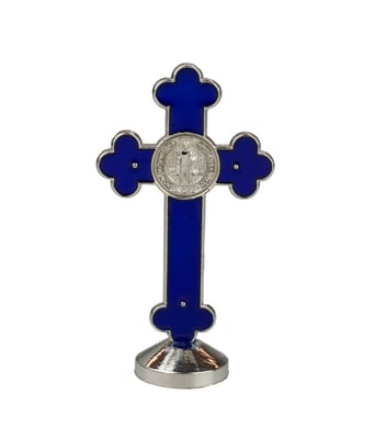 Home Variedades  Crucifixo Metal Azul Uso Carro 8cm  3