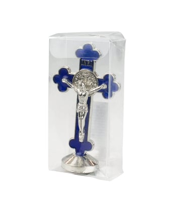 Home Variedades  Crucifixo Metal Azul Uso Carro 8cm  4