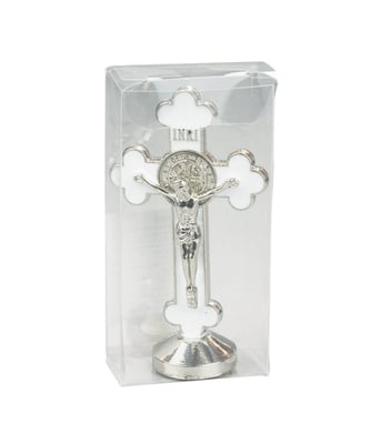 Home Variedades  Crucifixo Metal Branco Uso Carro 8cm  5