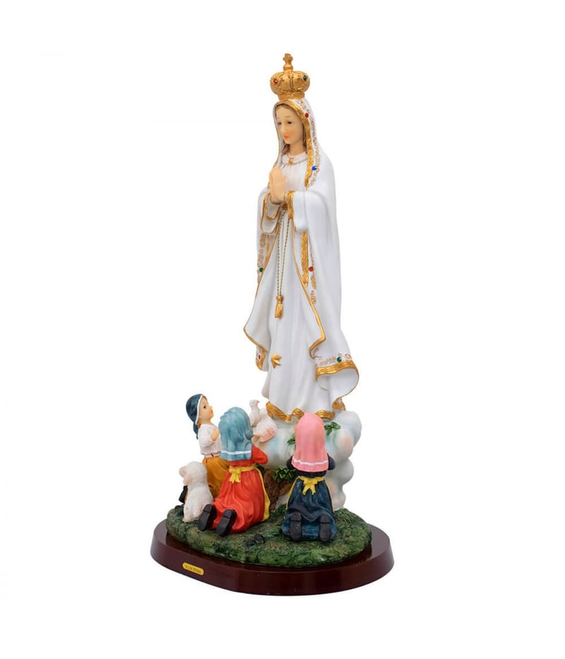 Nossa Senhora De Fátima Com 3 Pastores 63cm - Enfeite Resina