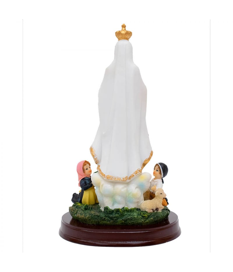 Nossa Senhora De Fátima Com 3 Pastores 25cm - Enfeite Resina