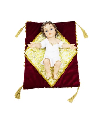 Home Variedades  Menino Jesus Roupa Branca Na Almofada 37cm  1