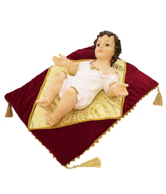Home Variedades Menino Jesus Roupa Branca Na Almofada 43cm 1 Home Variedades Menino Jesus Roupa Branca Na Almofada 43cm 1