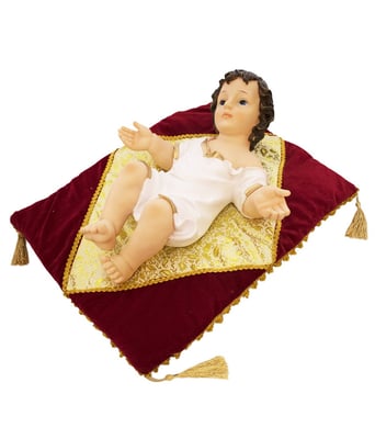 Home Variedades   Menino Jesus Roupa Branca Na Almofada 43cm  1