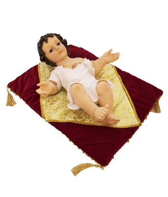Home Variedades Menino Jesus Roupa Branca Na Almofada 43cm 2 Home Variedades Menino Jesus Roupa Branca Na Almofada 43cm 2