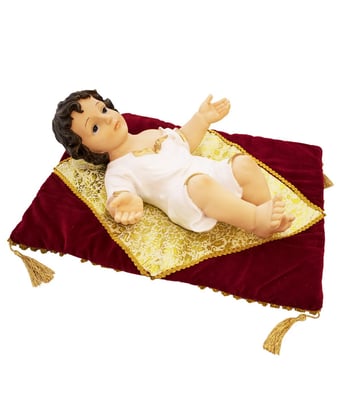 Home Variedades   Menino Jesus Roupa Branca Na Almofada 43cm  3