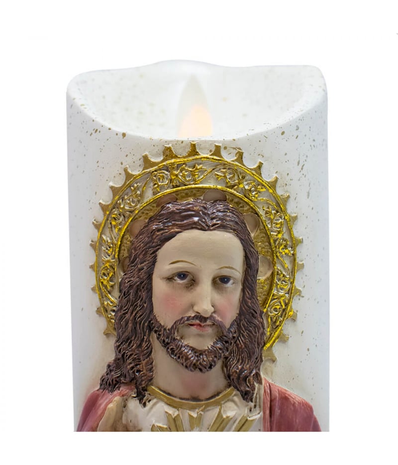  | Sagrado Coração De Jesus Luminária Vela 17.5cm - Enfeite Resina