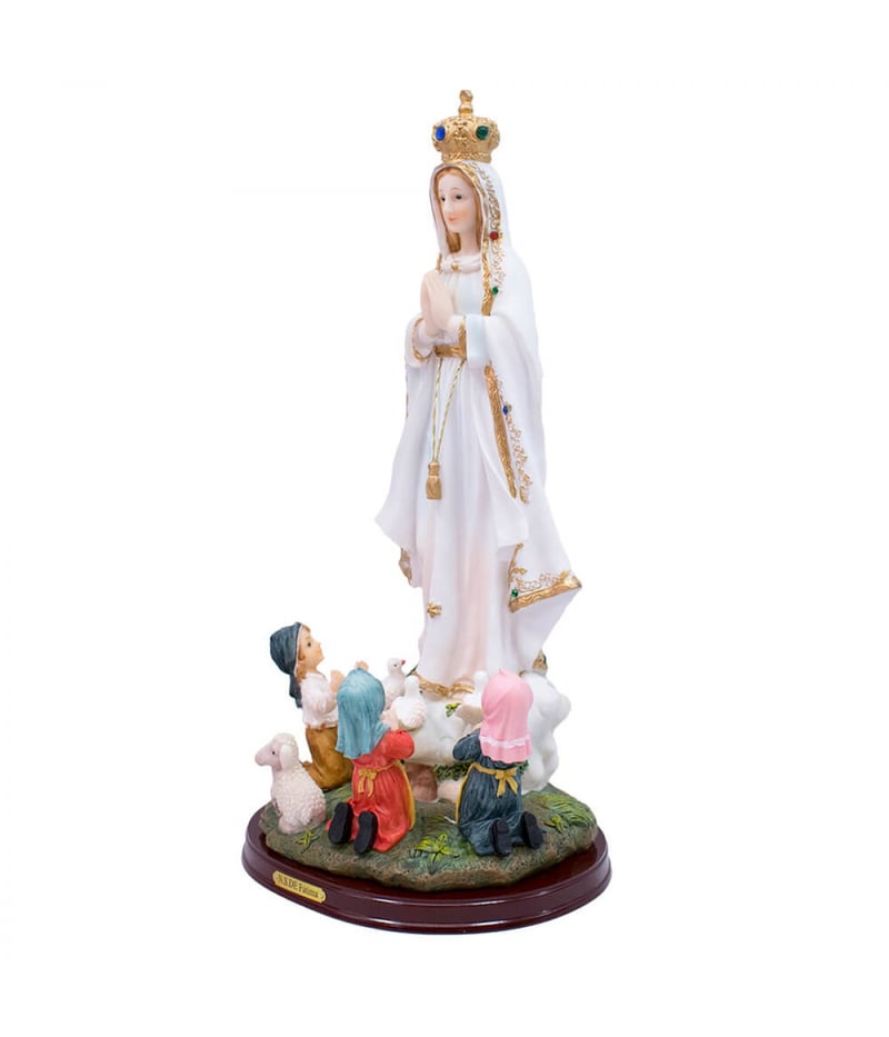 Nossa Senhora De Fátima Com 3 Pastores 40cm - Enfeite Resina