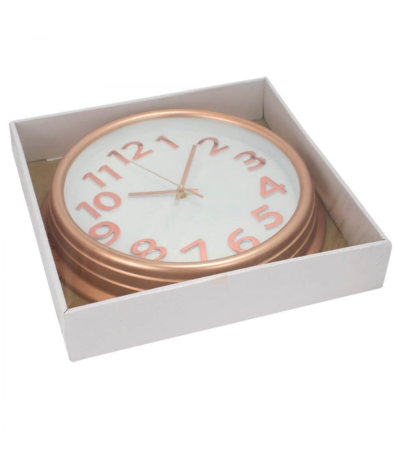 Relógio Parede Redondo Rosê 33x33cm