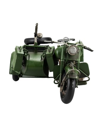 Home Variedades  Motocicleta Verde Com Sidecar Retrô - Vintage  1