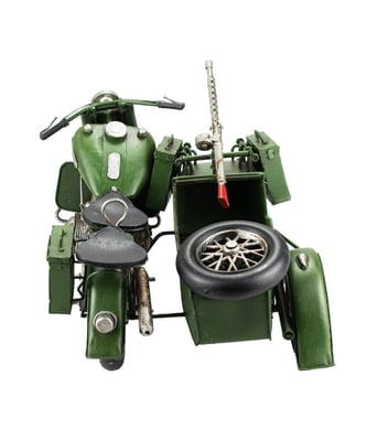 Home Variedades  Motocicleta Verde Com Sidecar Retrô - Vintage  3