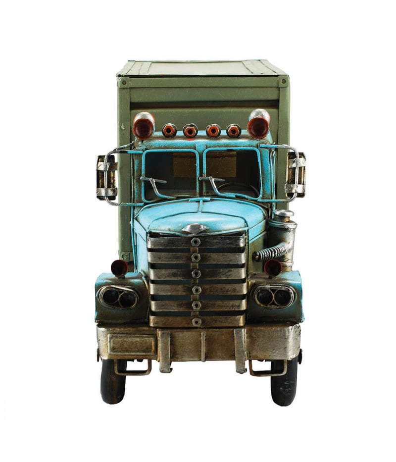 Caminhão Carreta Azul 17x36x10cm Estilo Retrô - Vintage
