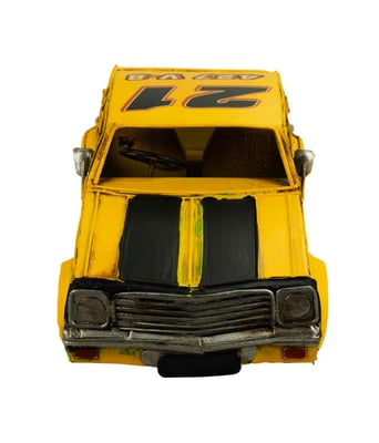 A M Silvestre Shop  Carro Corrida Amarelo  Estilo Retrô - Vintage  1
