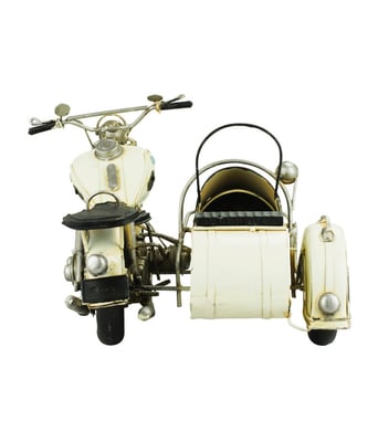 A M Silvestre Shop  Motocicleta Branca Com Sidecar Estilo Retrô  4