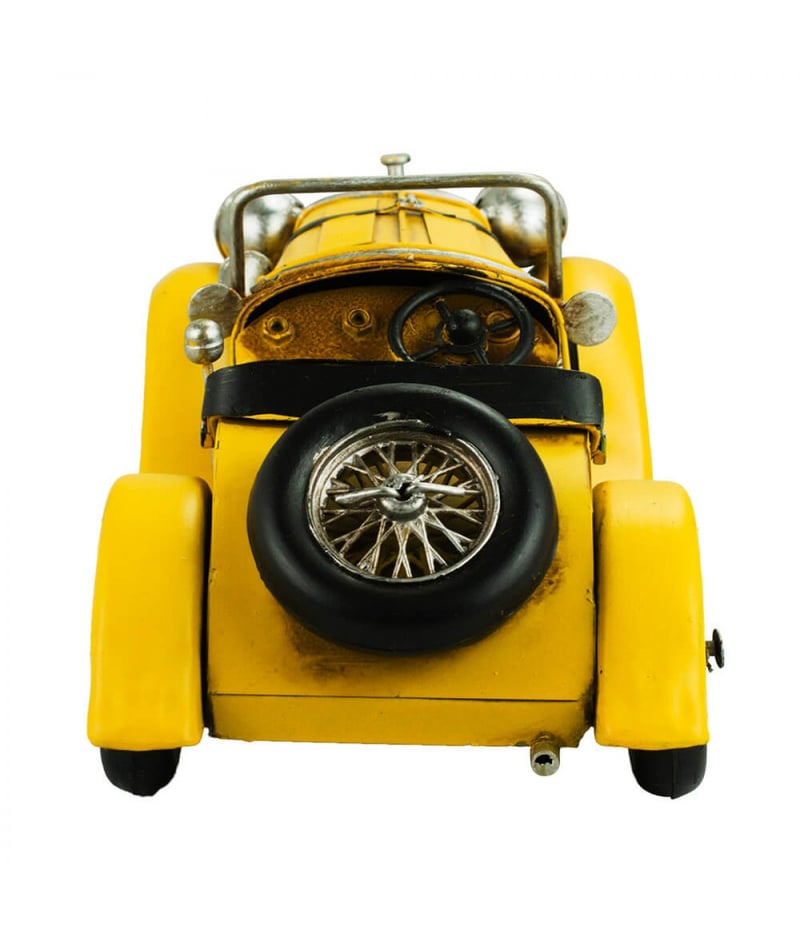 Carro Esportivo Amarelo 12,5x13x31cm Estilo Retrô - Vintage