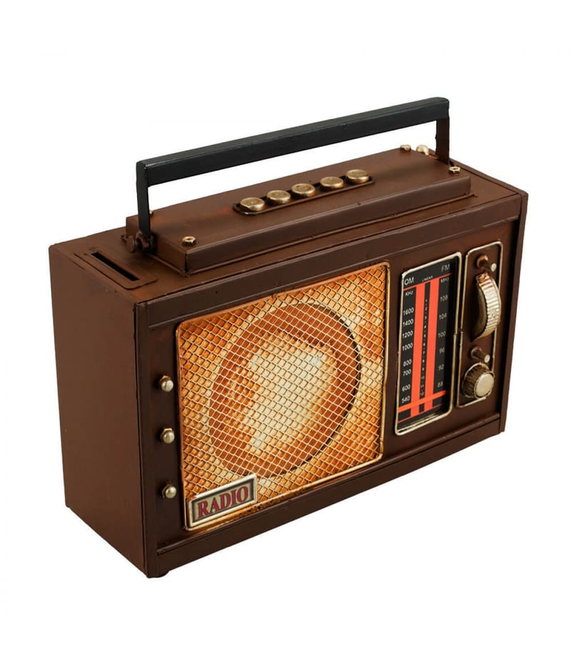 Rádio Antigo Cofrinho 19.5x8x23cm Estilo Retrô - Vintage