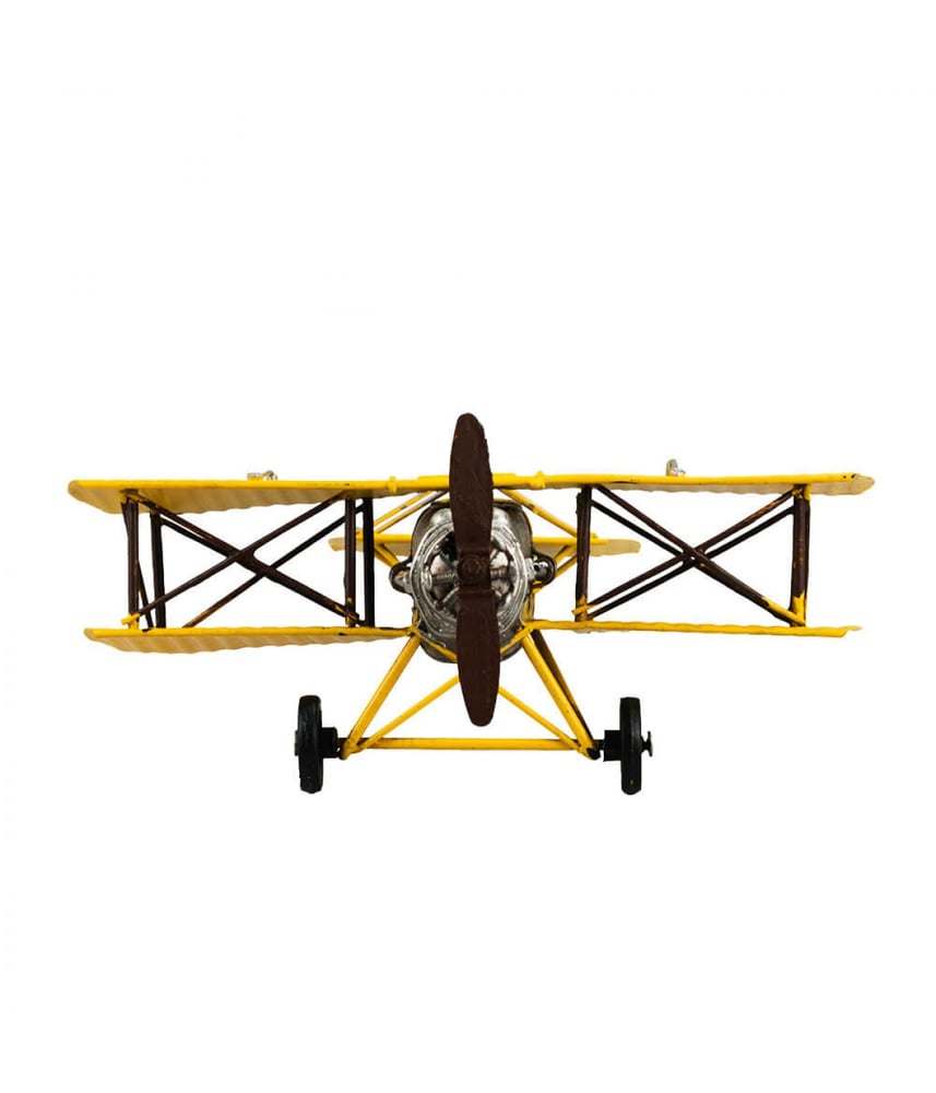 Avião Amarelo De Hélice 8x21x21cm Estilo Retrô - Vintage