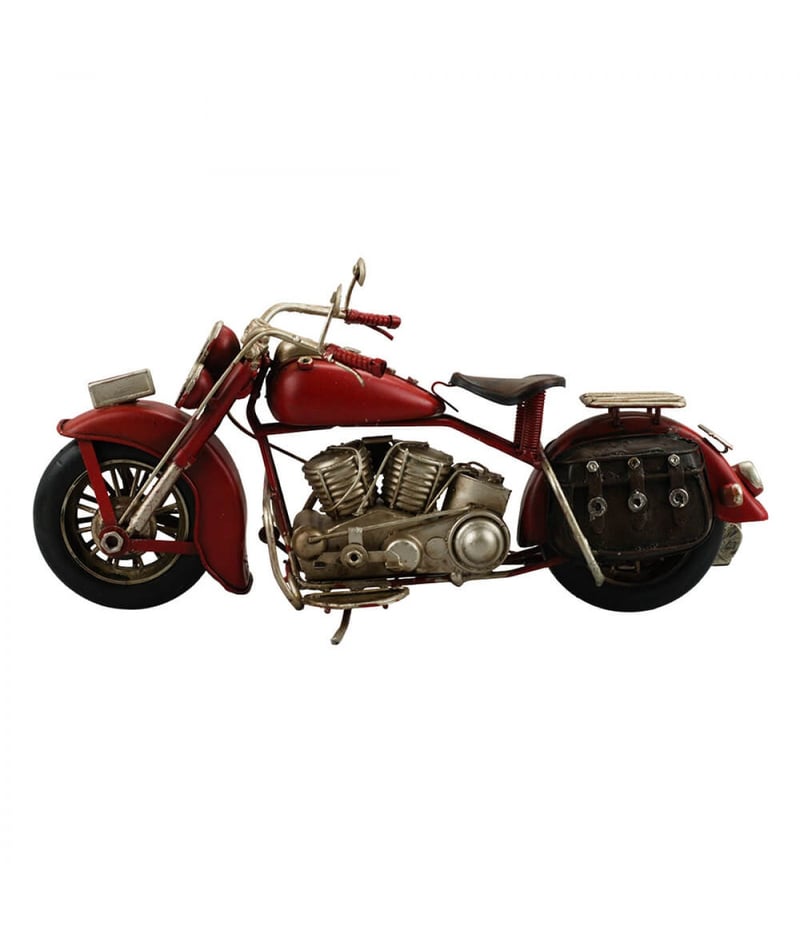 Motocicleta Vermelha 14x26x10cm Estilo Retrô Vintage