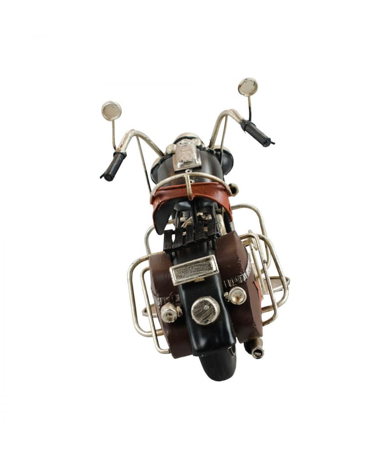 Motocicleta Preta Com Sidecar 11x19x13cm Estilo Retrô - Vintage
