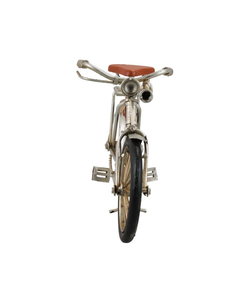 Miniatura de Bicicleta Prateada 12x23,5x7cm Retrô Vintage